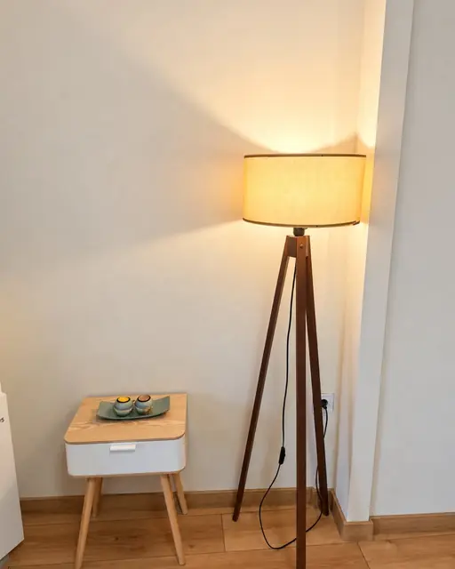 Bedside table and floor lamp, French Windows Studio